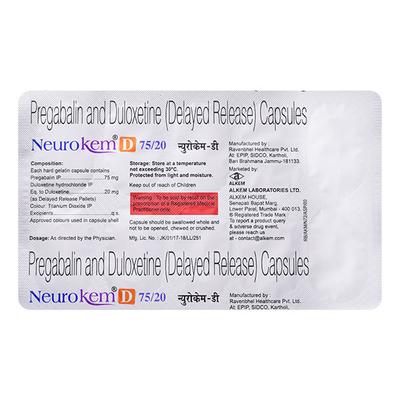 NEUROKEM D 75/20 Capsule 10's - Neuropathic Pain-Dru