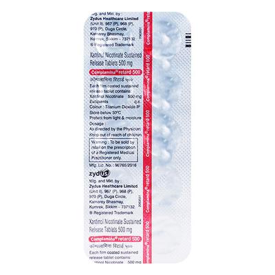 Complamina Retard 500mg Tablet 10'S - Peripheral Vascular Disease
