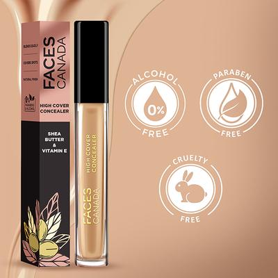 Faces Canada High Cover Concealer Shea Butter & Vitamin E- Golden Rush 06, 4ml - Concealer