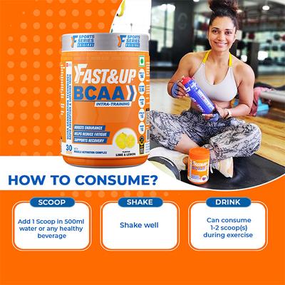 Fast&Up BCAA Supplement Powder - Lime & Lemon Flavour 450 gm - Bcaa Supplements