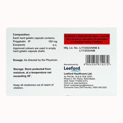 PREGABANYL 150 Capsule 10's - Neuropathic Pain-Dru
