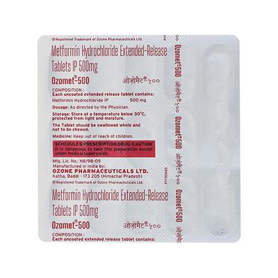 Ozomet 500mg Tablet 15'S - Diabetes-Ant