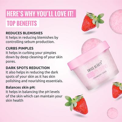 Swiss Beauty Skin Polishing Face Scrub - (Strawberry) 100 gm - Scrubs & Exfoliants