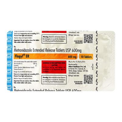 FLAGYL ER 600 Tablet 10's - Bacterial Infections-OAB