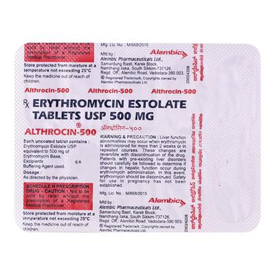 Althrocin 500mg Tablet 10'S - Bacterial Infections-Mac