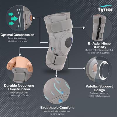 TYNOR KNEE SUPPORT HINGED (NEOPRENE) (M) (J 01) - Knee/Ankle/Leg/Foot Supports