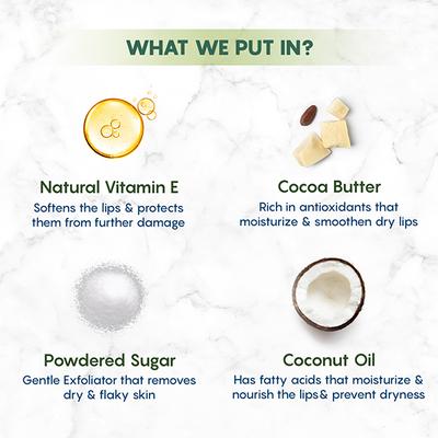 The Moms Co. Natural Exfoliating Lip Scrub with Sugar Powder and Cocoa Butter 25gm - Lip Scrubs