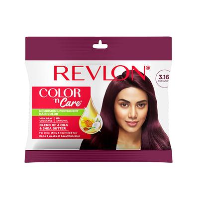 Revlon Color 'N Care Nourishing Permanent Hair Color - 3.16 Burgundy Sachet HAIR color cream 20g (when packed),Cream Developer 30ml (when packed) 1's - Crème