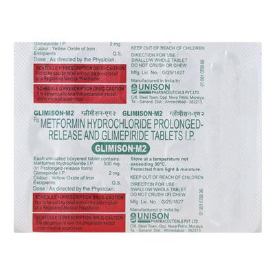Glimison M 2mg/500mg Tablet 15'S - Diabetes-Ant