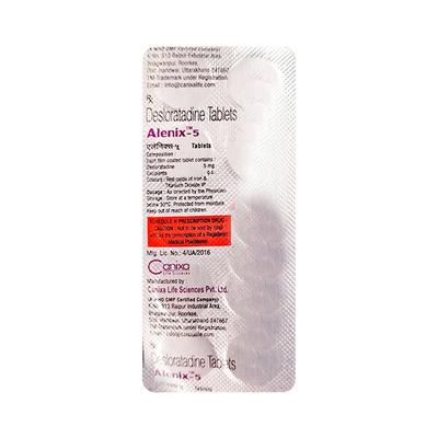 Alenix 5mg Tablet 10'S - Allergies-Ant