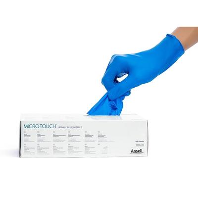 Ansell Micro Touch Nitrile Examination Gloves - Royal Blue (M) 100's - Surgical Consumable