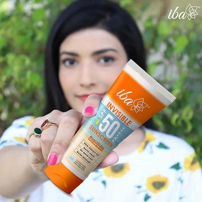 Iba Invisible SPF 50 Sunscreen Pa++++ All Skin Types Oil Free Matte Finish Paraben Free White 100 gm - Body Sunscreen