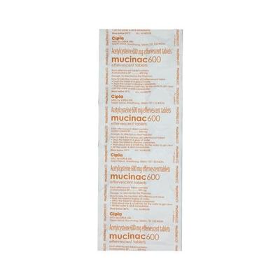Mucinac 600mg Sugar Free Orange Flavour Effervescent Tablet 10'S - Cough And Cold-Cou