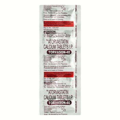 Torvason 40mg Tablet 10'S - High Cholesterol-Dys