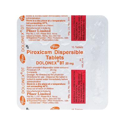 Dolonex DT 20mg Tablet 15'S - Pain relief-Ano