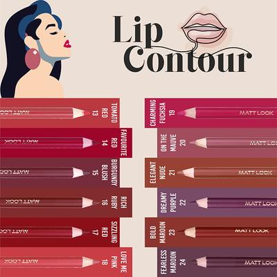 Matt Look Colorite Lip Contour, Lighweight Application, Charming Fuchsia-19 0.9 gm - Lip Liners