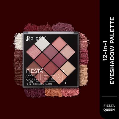 Pilgrim Eyeshadow Fiesta Queen 12-in-1 Highly Pigmented Shades For The Ultimate Glam 24 gm - Eyeshadow, Bases & Primers