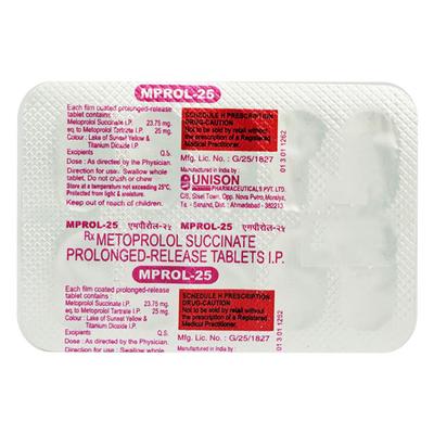 Mprol 25mg Tablet 10'S - Hypertension-Bet