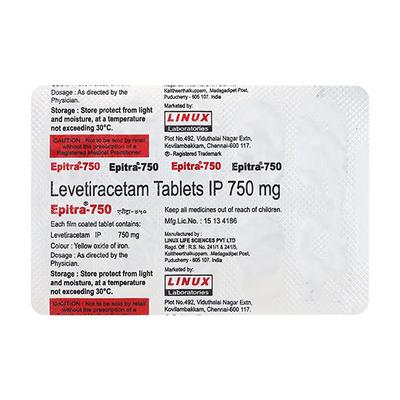 Epitra 750mg Tablet 10'S - Epilepsy/Convulsion-Ant