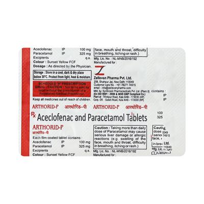 Arthorid P Tablet 10'S - Pain relief-Nsa