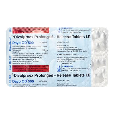 Dayo OD 500mg Tablet 10'S - Epilepsy/Convulsion-Ant