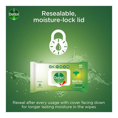 Dettol Multi-Use Skin & Surface Wipes - Original 40's - Facial Wipes & Tissues