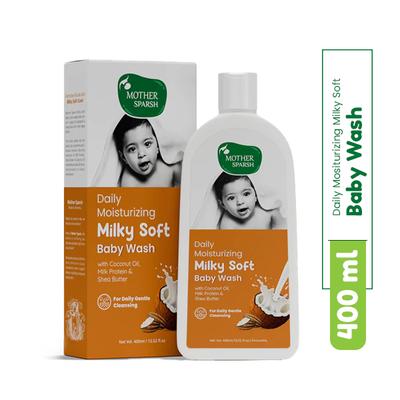 Mother Sparsh Daily Mositurizing Milky Soft Baby Wash With Coconut Oil-Milk Protein and Shea Butter 400 ml - Baby Body Wash