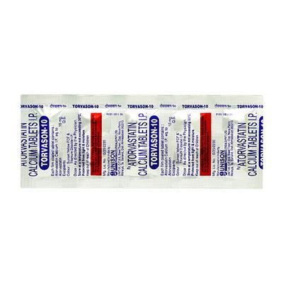 Torvason 10mg Tablet 10'S - High Cholesterol-Dys
