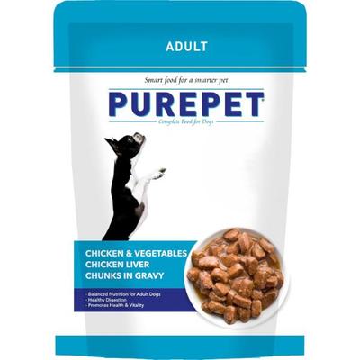Purepet Chicken & Vegetables Chicken Liver Chunks In Gravy Dog (Pack of 24 x 70 g) 1.68 kg - Petfood
