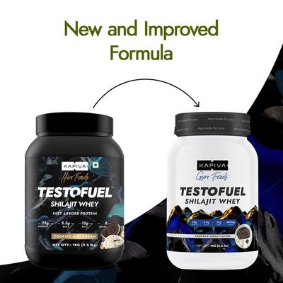 Kapiva Him Foods Testofuel Shilajit Whey Powder - Cookies and Cream 1 kg - Whey Proteins