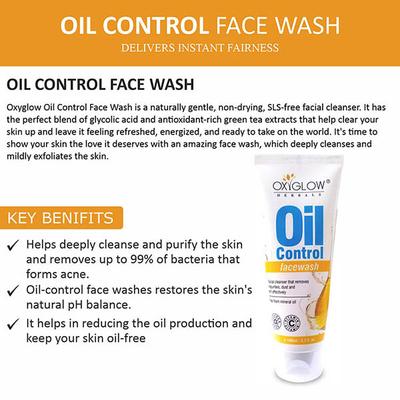 Oxyglow Herbals Anti - Acne Oil Control Face Wash, Restores Ph Balance, Deeply Cleanses and Removes Bacteria 100 ml - Face Wash & Cleansers