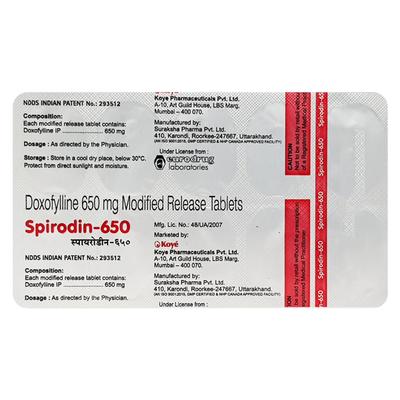 Spirodin 650mg Tablet 10'S - Asthma/COPD-Ast