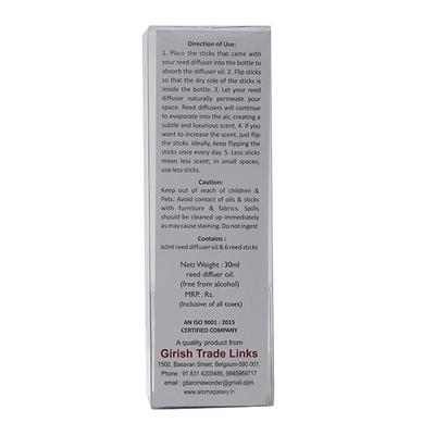 Aroma Galaxy (Alcohol Free) Fragrant Reed Diffuser Kit - Romance 30 ml - Carrier Oils