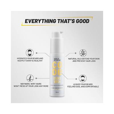 Wild Stone Code Anti Dandruff Beard Wash for Men For 50 ml - Beard Wash