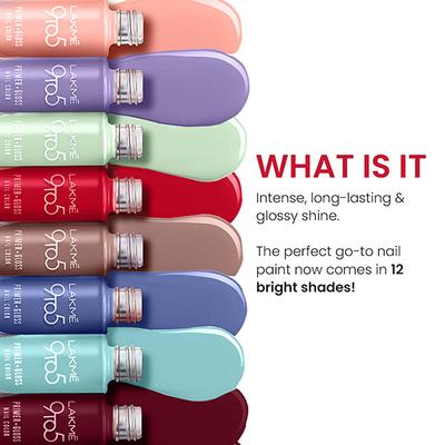 Lakme 9 To 5 Primer + Gloss Nail Color Magenta Mix 6 Ml - Nail Polish