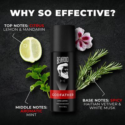 Beardo Godfather 150ml and Whisky Smoke 120ml Perfume Body Spray for Men Combo 1's - Men Deodorants/Roll-Ons