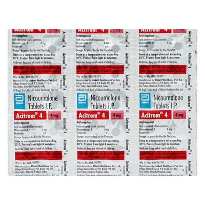 Acitrom 4mg Tablet 30'S - Blood Clot-Ant