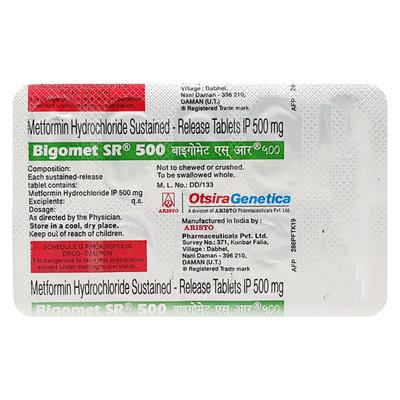 Bigomet SR 500 Tablet 10'S - Diabetes-Ant
