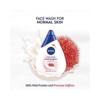 Nivea Face Wash for Normal Skin, Milk Delights Saffron 100 ml - Face Wash & Cleansers