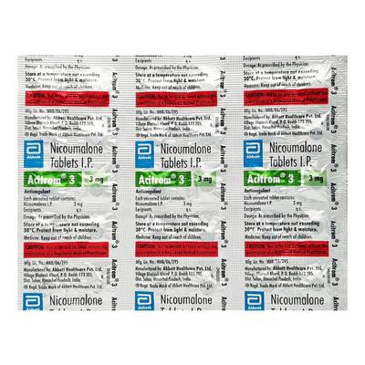 Acitrom 3mg Tablet 30'S - Blood Clot-Ant