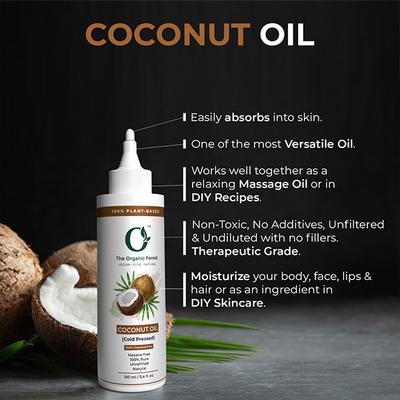 Organic Forest 100% VEGAN Pure Cold Pressed Coconut Oil for Hair & Skin 100 ml - Hair Oils