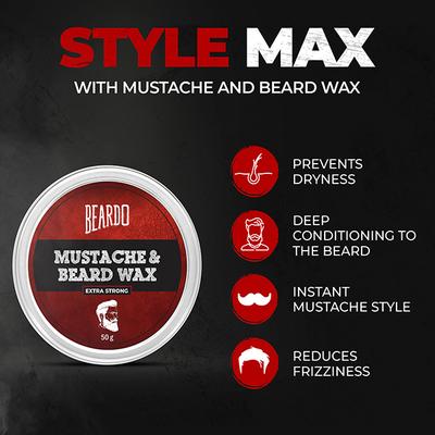 Beardo Mustache & Beard Wax - Extra Strong 50 gm - Beard Wax