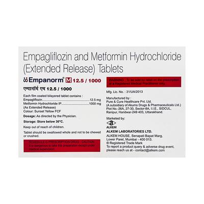 EMPANORM M 12.5/1000 Tablet 10's - Diabetes-Ant