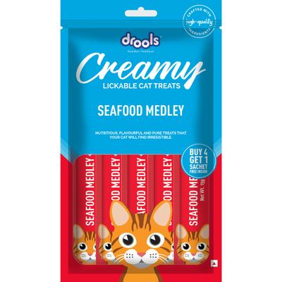 Drools Creamy Lickable Cat Treats - Seafood Medley (Buy 4 Get 1) 1's - Petfood