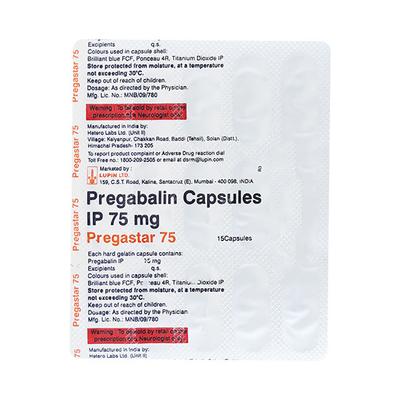 PREGASTAR 75mg Capsule 15's - Neuropathic Pain-Dru