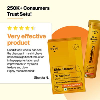 Setu Skin Renew - 15 Effervescent Tablets, Glutathione With Vitamin C, Gluta Fizz, Orange Flavour 1's - Calcium And Minerals