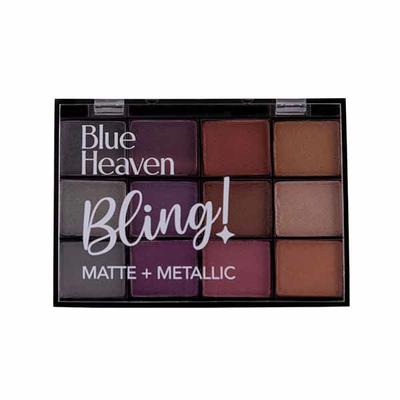 Blue Heaven Bling Matte + Metallic Eye Shadow Palette (Mix of 12) Cocktail Fever 22gm - Eyeshadow, Bases & Primers