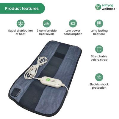 Sahyog Wellness Velvet Orthopaedic Electric Heating Pad - Grey (XXL) - Heating Belt