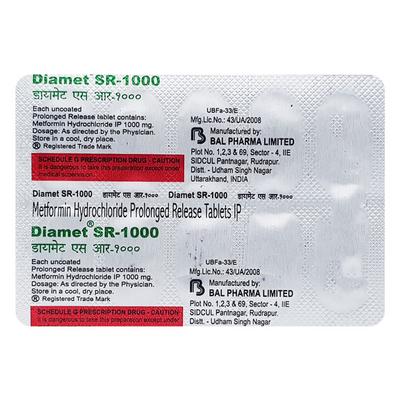 Diamet SR 1000 Tablet 10'S - Diabetes-Ant