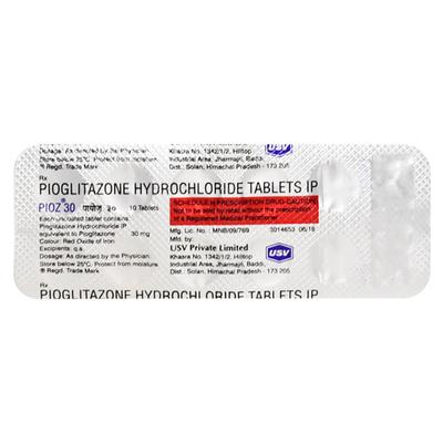 Pioz 30mg Tablet 10'S - Diabetes-Ant